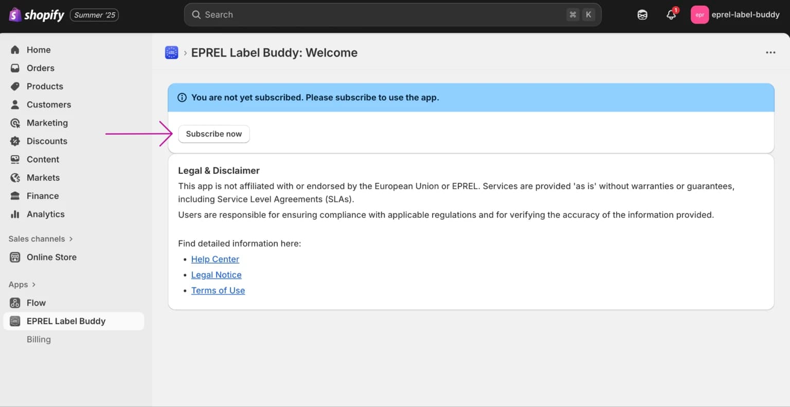 Shopify app installation screen