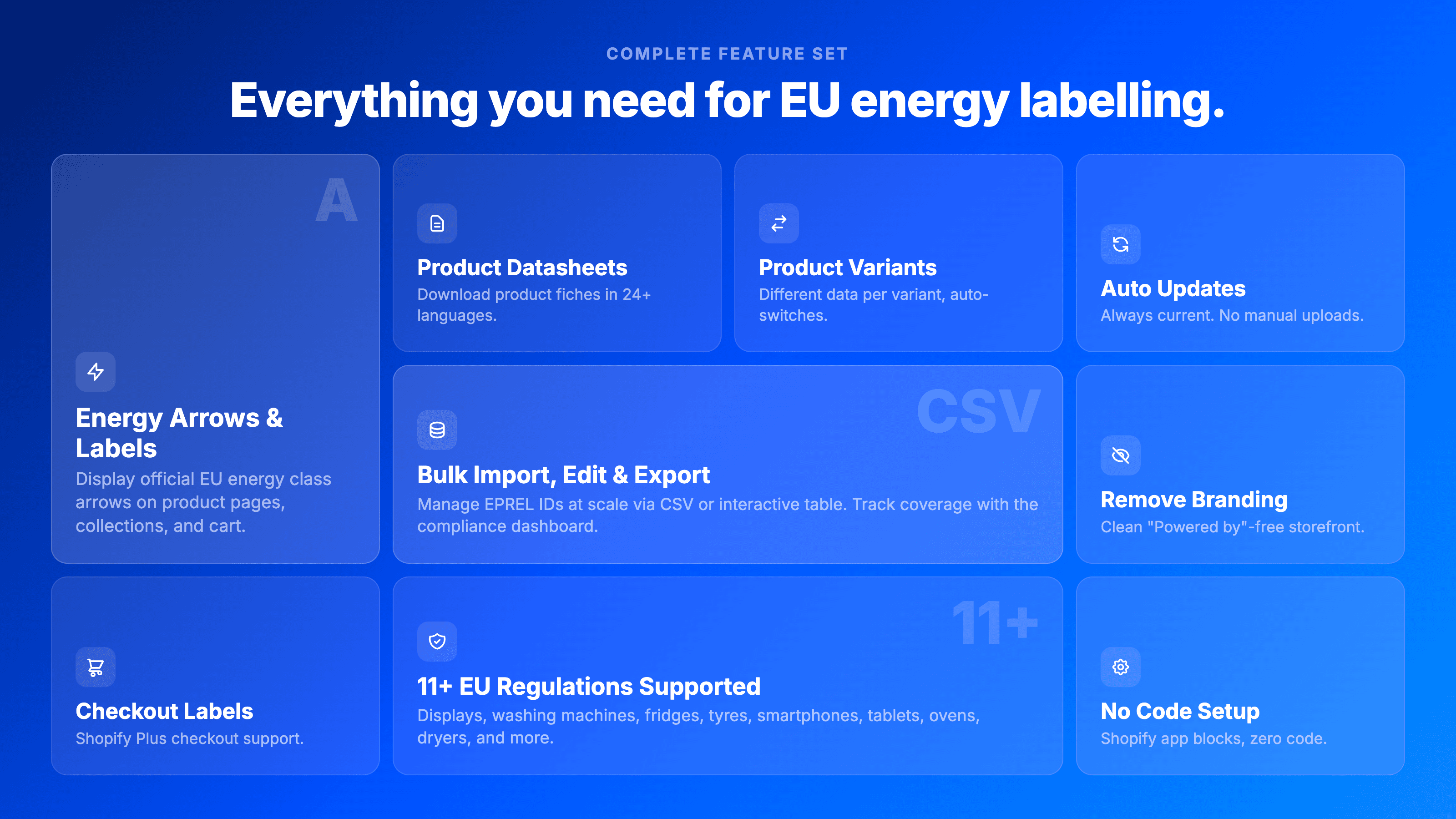 Icons, labels, fiches, and more.